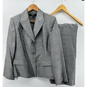 Women's Kasper Dress Two Piece Pant Suit SZ 14 Gray